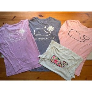 Lot of 4 Vineyard Vines Long & Short Sleeve Pastel Tees T-Shirts Tops Shirts